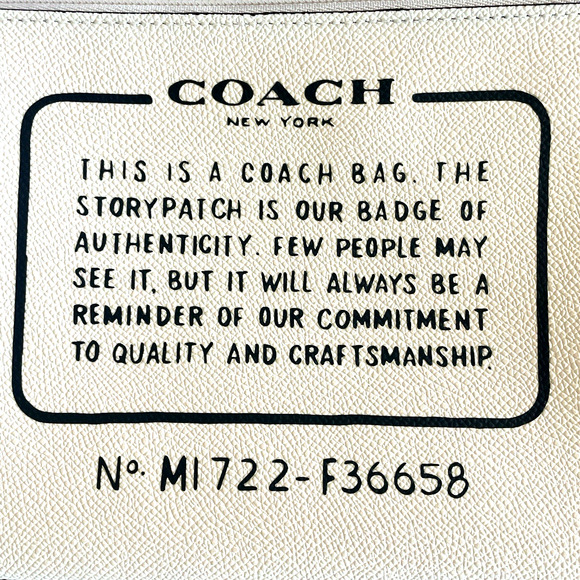 COACH Cream/Black Saffiano Leather Storypatch Creed Tote Insert/Wristlet/Clutch - Picture 7 of 7